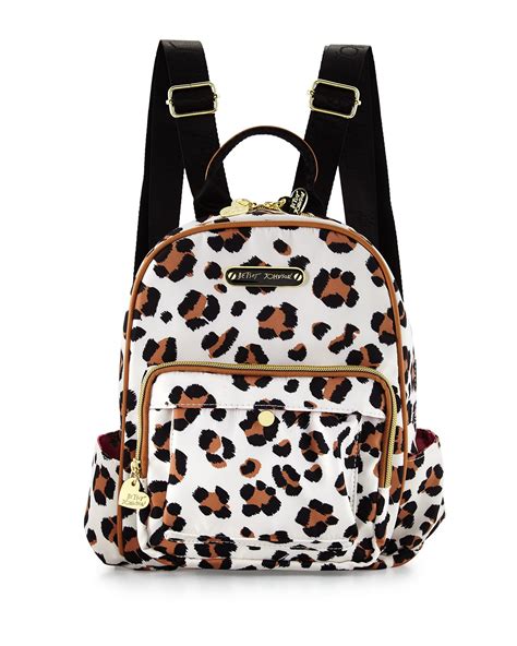 leopard print backpack.